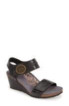 Women's Aetrex 'arielle' Leather Wedge Sandal Eu - Black