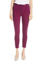 Women's Alice + Olivia Good High Rise Exposed Button Fly Colored Jeans - Burgundy