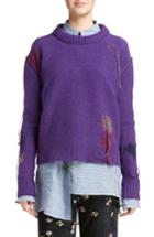 Women's Acne Studios Leniz Distressed Wool Sweater, Size - Purple