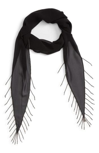 Women's Saint Laurent Losange Chain Fringe Silk Scarf