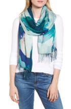 Women's Nordstrom Tissue Print Wool & Cashmere Wrap Scarf, Size - Blue/green
