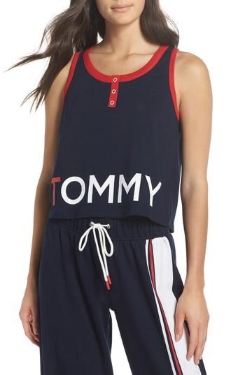 Women's Tommy Hilfiger Logo Graphic Crop Tank - Blue