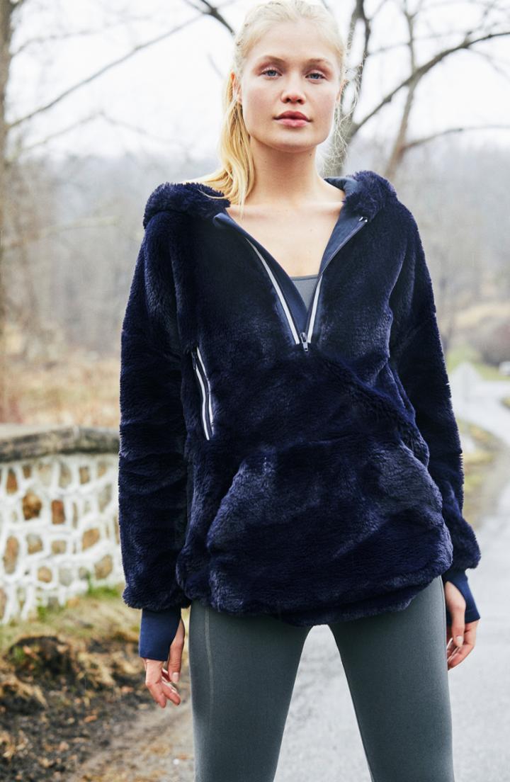 Women's Free People Fp Movement Off The Record Soft Fleece Hoodie - Blue
