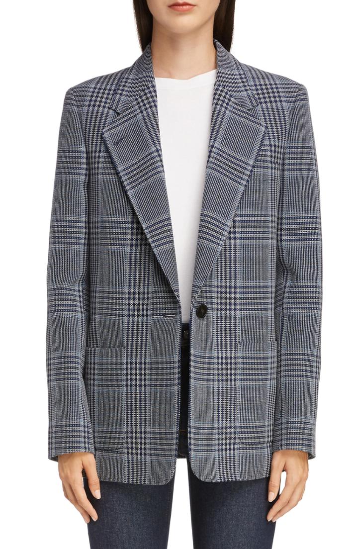 Women's Acne Studios Jana Glossy Check Blazer Us / 34 Eu - Blue