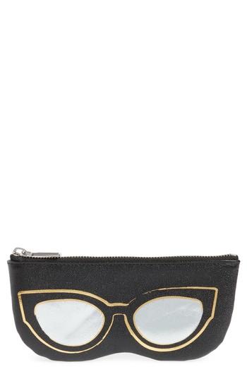 Rebecca Minkoff Cat Eye Sunnies Print Leather Pouch - Black