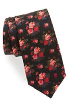 Men's Alexander Mcqueen Painted Roses Silk Tie
