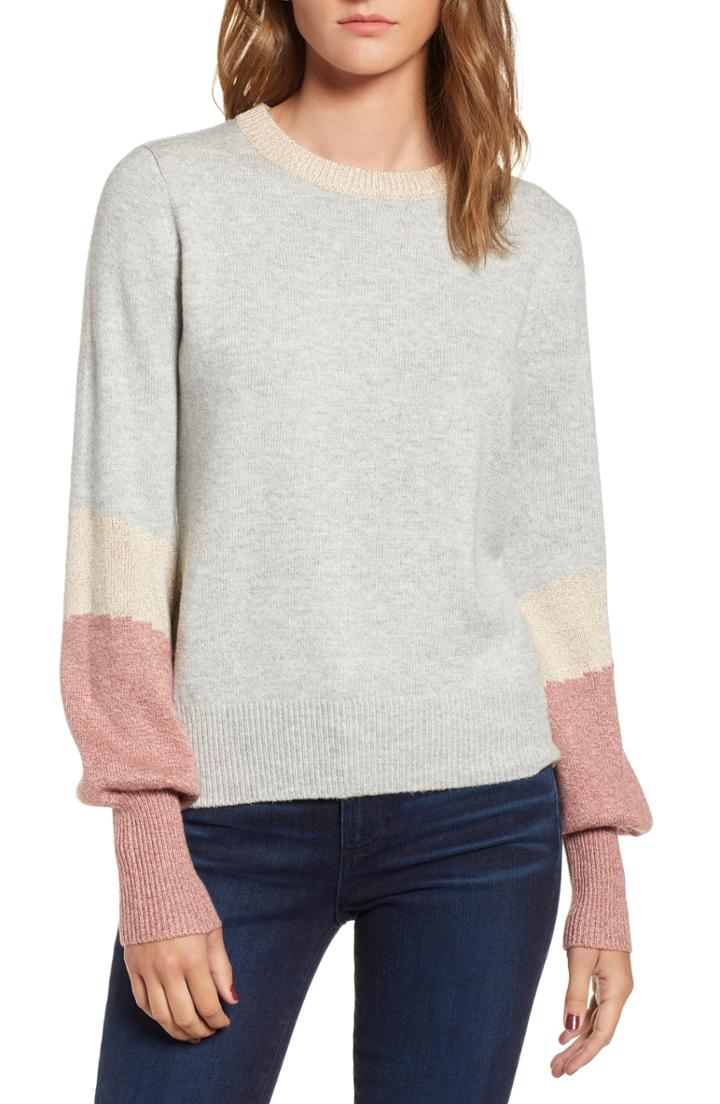 Women's Cupcakes And Cashmere Colorblock Sweater - Grey