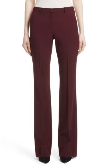 Women's Theory Demitria 2 Flare Leg Stretch Wool Pants - Burgundy