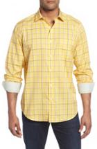 Men's Bugatchi Classic Fit Check Sport Shirt, Size - Yellow