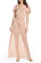 Women's Charles Henry Split Sleeve Ruffle Maxi Dress - Pink