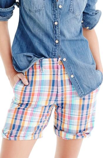 Women's J.crew Pink Vintage Plaid Boyfriend Shorts