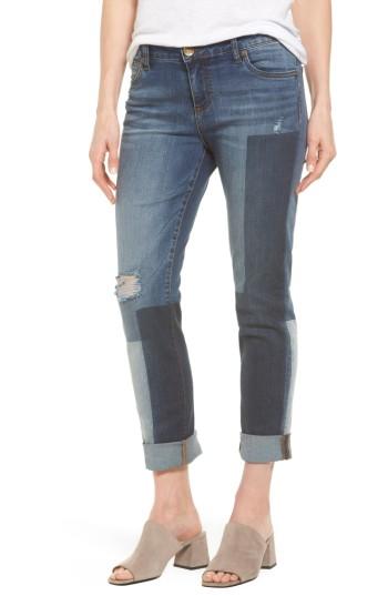 Women's Kut From The Kloth Catherine Colorblock Slim Boyfriend Jeans - Blue