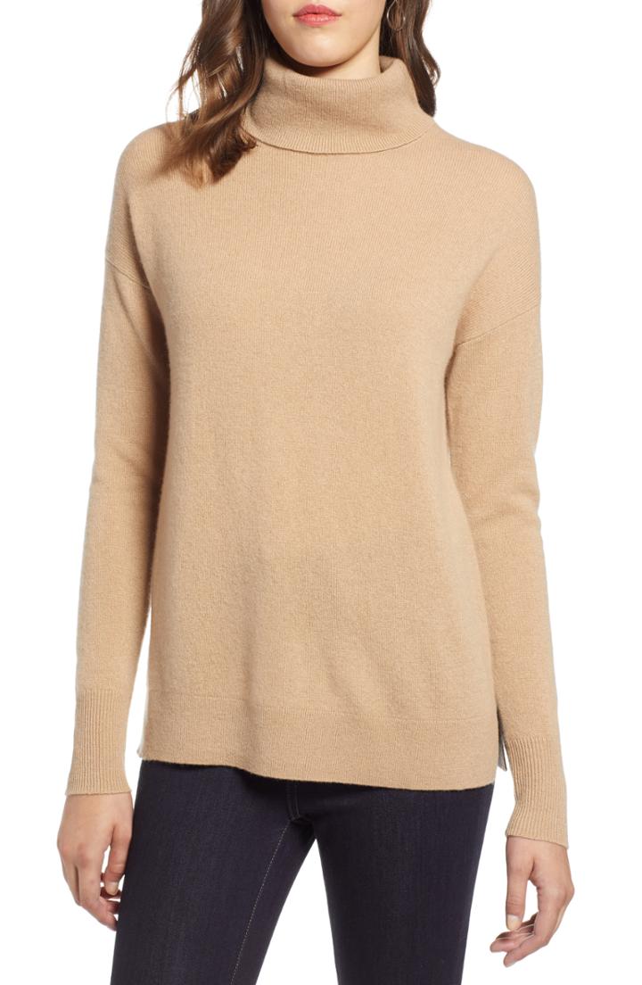 Women's Vince Button Cuff Funnel Neck Sweater