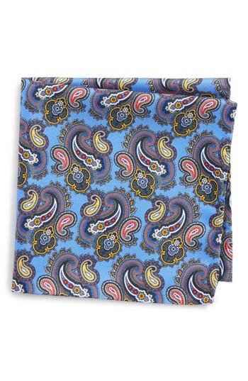 Men's Eton Print Silk Pocket Square, Size - Blue