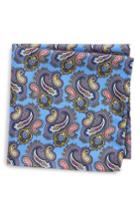 Men's Eton Print Silk Pocket Square, Size - Blue