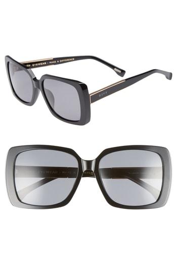 Women's Diff Sophie 52mm Polarized Sunglasses - Black/ Grey