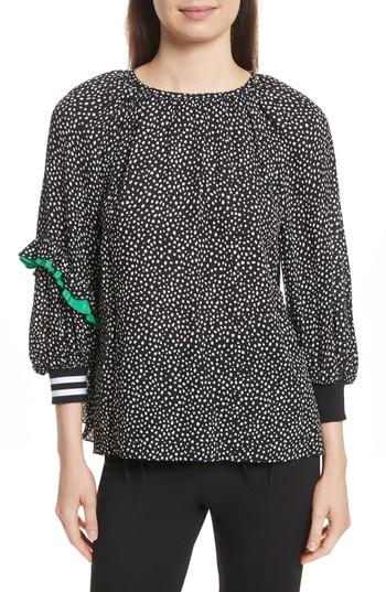 Women's Tibi Shirred Neck Blouse - Black