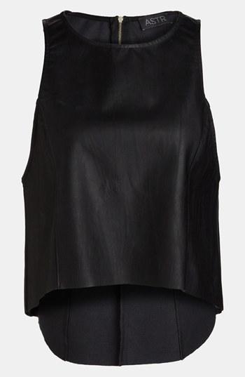 Astr Faux Leather Crop Top
