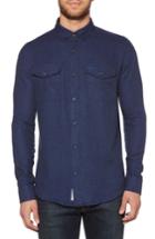 Men's Original Penguin Jaspe Stretch Flannel Sport Shirt - Blue