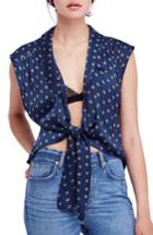 Women's Free People Mornings In Marrakesh Tie Vest - Blue