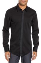 Men's Boss Ronni Slim Fit Covered Placket Sport Shirt - Black