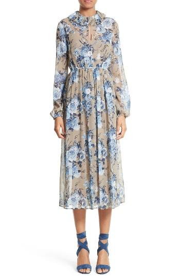 Women's Robert Rodriguez Bouquet Print Silk Dress - Brown