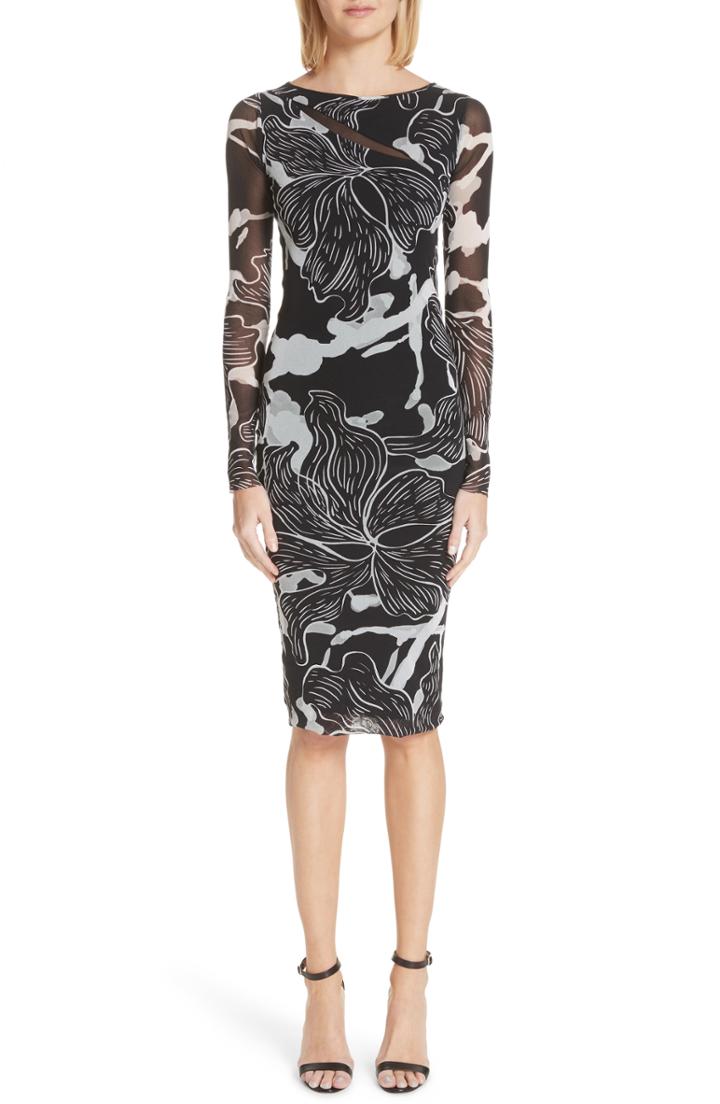 Women's Fuzzi Deco Floral Print Tulle Body-con Dress