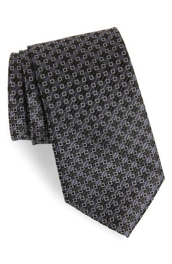 Men's Nordstrom Men's Shop Middletown Geometric Silk Tie, Size X-long - Black