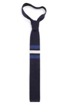 Men's Canali Stripe Knit Silk Tie, Size - Blue