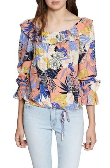Women's Sanctuary Ruffle Neck Peasant Top - Coral