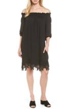Women's Halogen Lace Hem Off The Shoulder Shift Dress