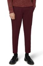 Men's Topman Twill Tapered Trousers X 32 - Burgundy