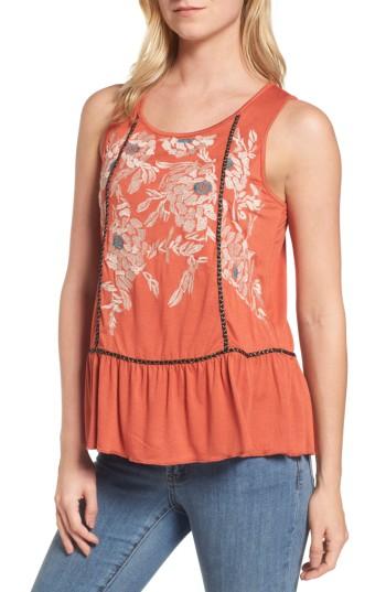 Women's Thml Embroidered Knit Peplum Top - Brown