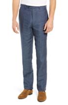 Men's John W. Nordstrom Torino Flat Front Solid Linen Trousers - Blue