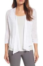 Petite Women's Nic+zoe 4-way Convertible Three Quarter Sleeve Cardigan, Size P - White