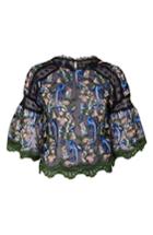 Women's Topshop Embroidered Mesh Top Us (fits Like 2-4) - Black
