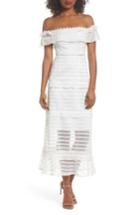 Women's Foxiedox Lucy Off The Shoulder Stripe Lace Dress - White