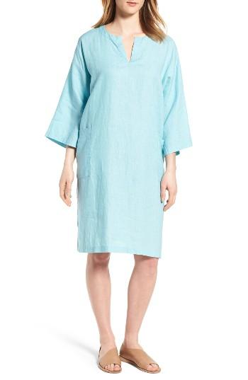Women's Eileen Fisher Organic Linen Shift Dress - Blue/green