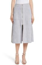 Women's Diane Von Furstenberg Patch Pocket Suede Midi Skirt - Grey