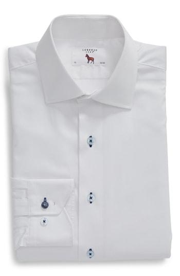 Men's Lorenzo Uomo Trim Fit Dot Dress Shirt - 32 - White