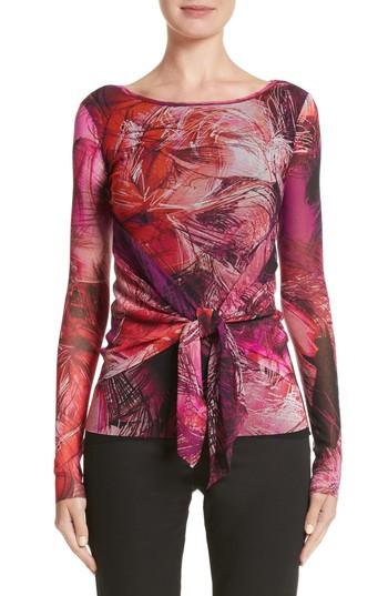Women's Fuzzi Print Tulle Tie Waist Top