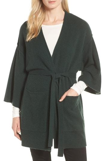 Women's Halogen Belted Cashmere Kimono, Size - Green