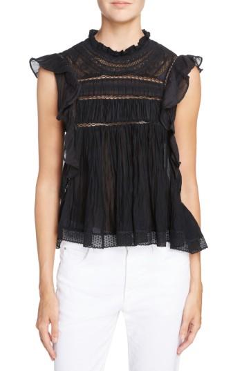 Women's Isabel Marant Etoile Vivia Lace Trim Top Us / 34 Fr - Black