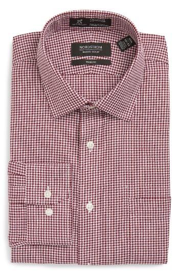 Men's Nordstrom Men's Shop Smartcare(tm) Trim Fit Check Dress Shirt - 32/33 - Burgundy