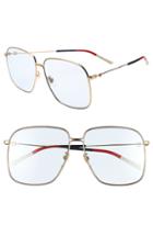 Women's Gucci 61mm Square Sunglasses - Gold/ Blue/ Red/ Ivory/ Azure
