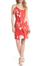 Women's Chelsea28 Floral Ruffle Front Sheath Dress - Red