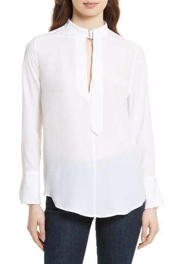 Women's Equipment Buckle Strap Silk Blouse - White