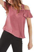 Women's Topshop Polly Bardot Velvet Top Us (fits Like 0) - Pink