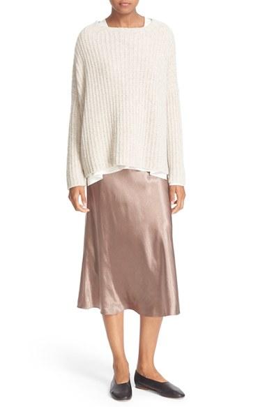 Women's Vince Satin Flare Midi Skirt - Brown