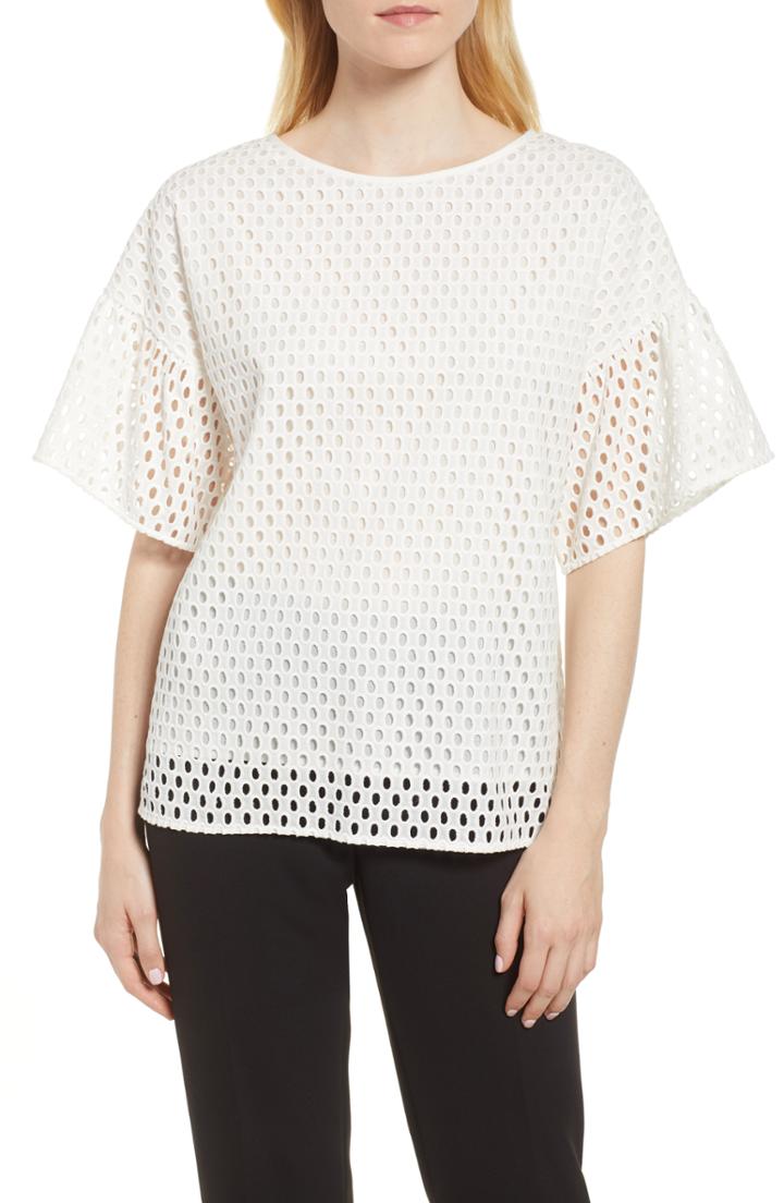 Women's Boss Ilofia Eyelet Overlay Cotton Blouse